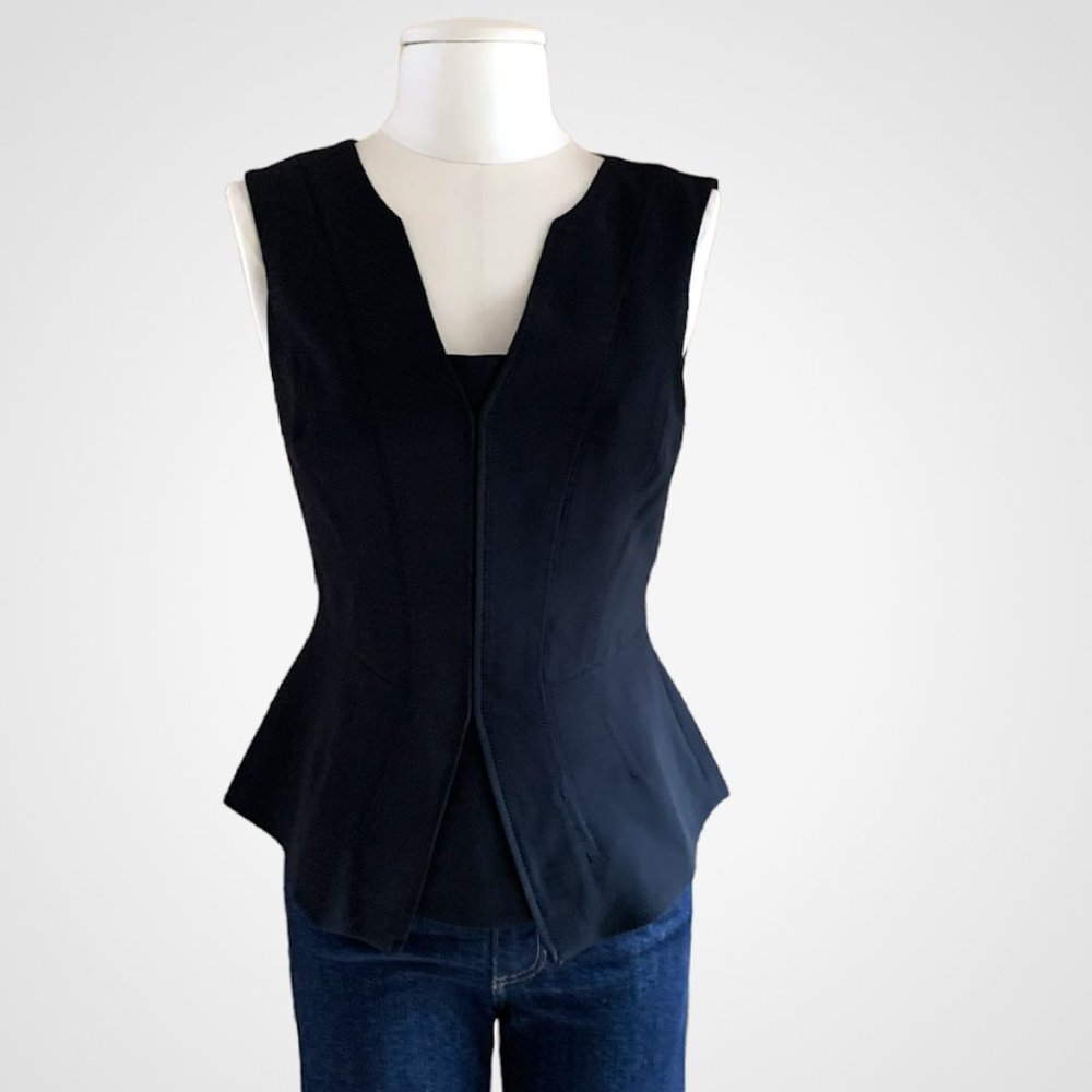 White House Black Market Black Sleeveless Peplum Top